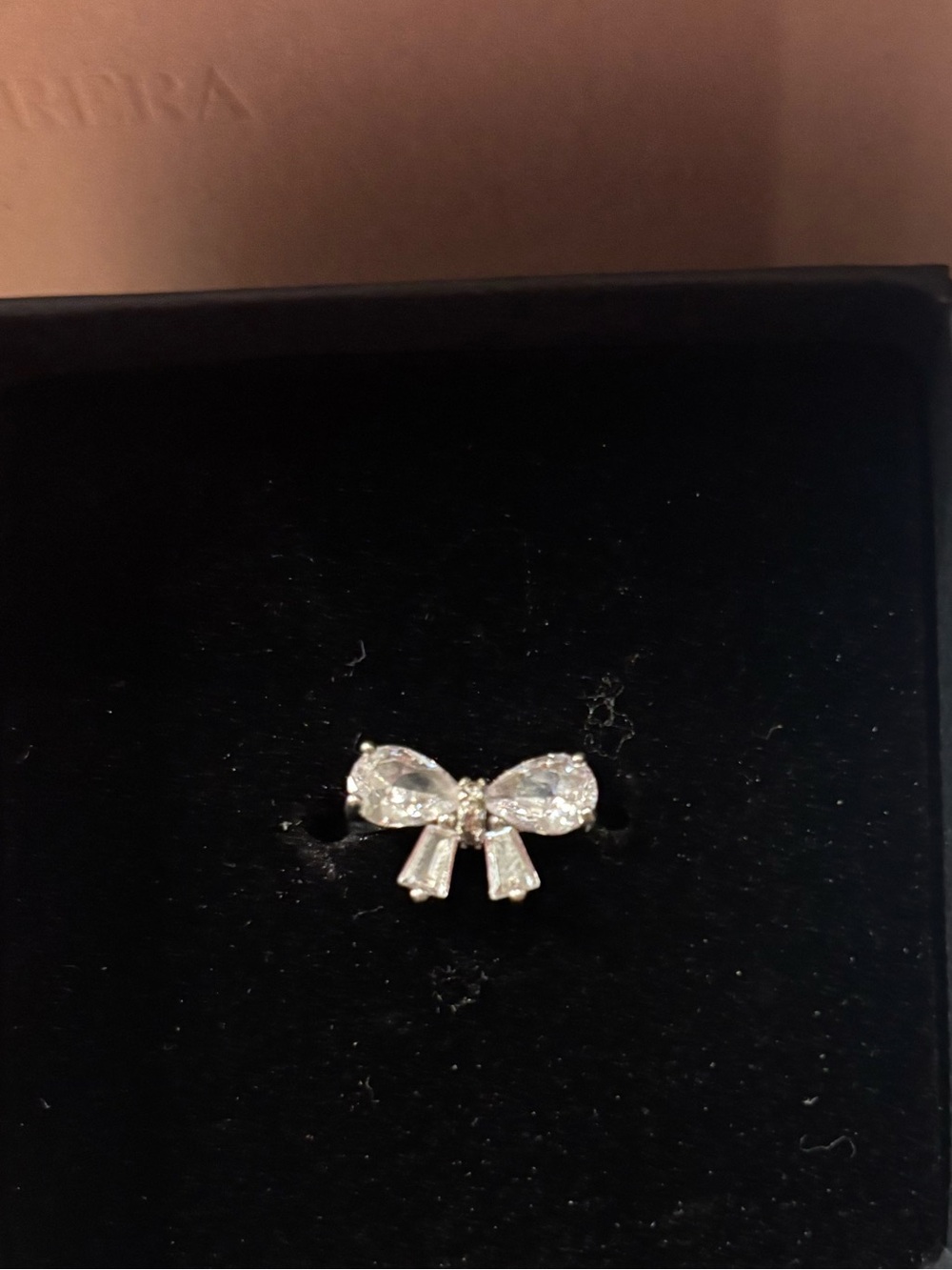 Silver Bow Crystal Ring - Clear Stones - Picture 4 of 4